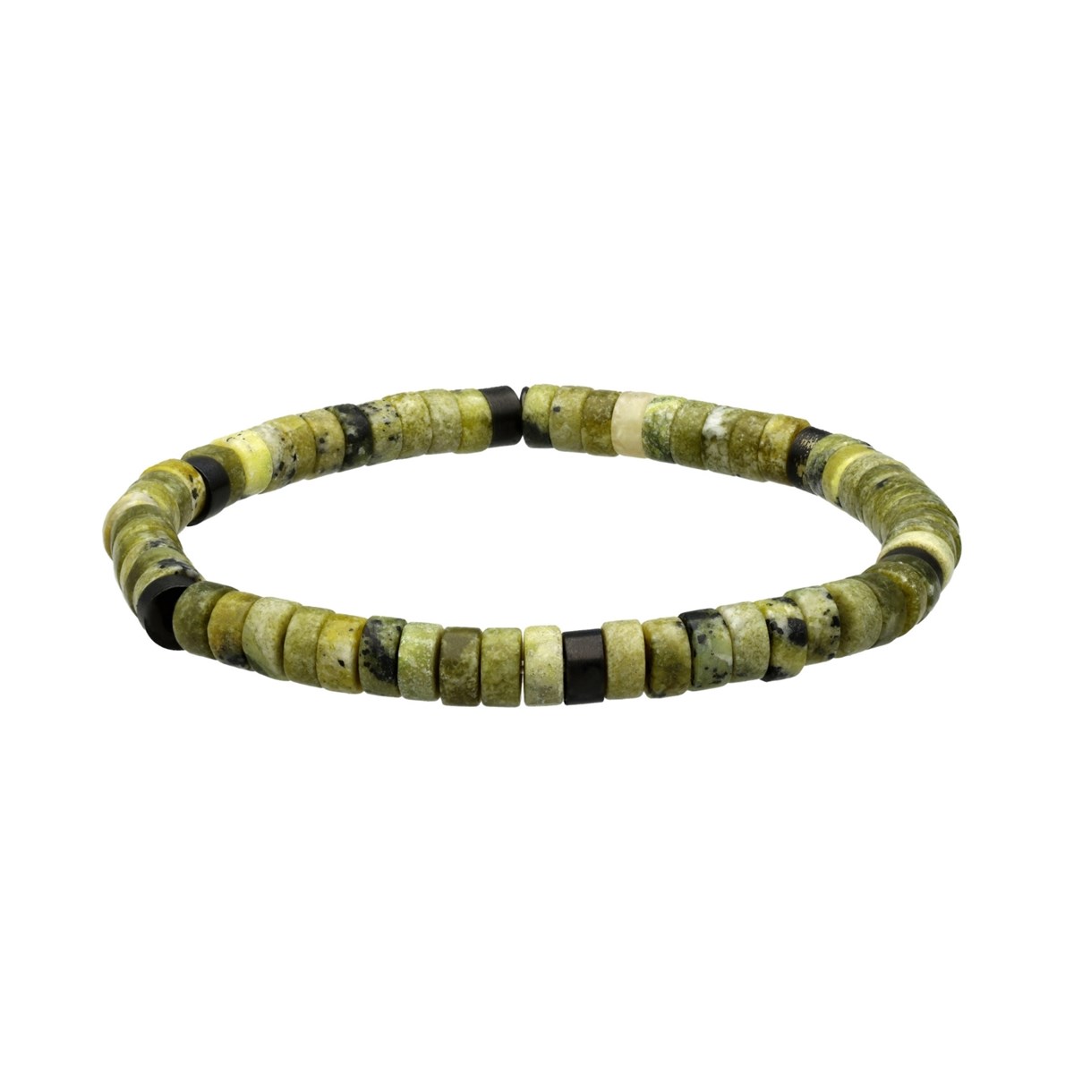 Bracelet Perles Heishi Jaspe Noir Jaune-XS-14cm