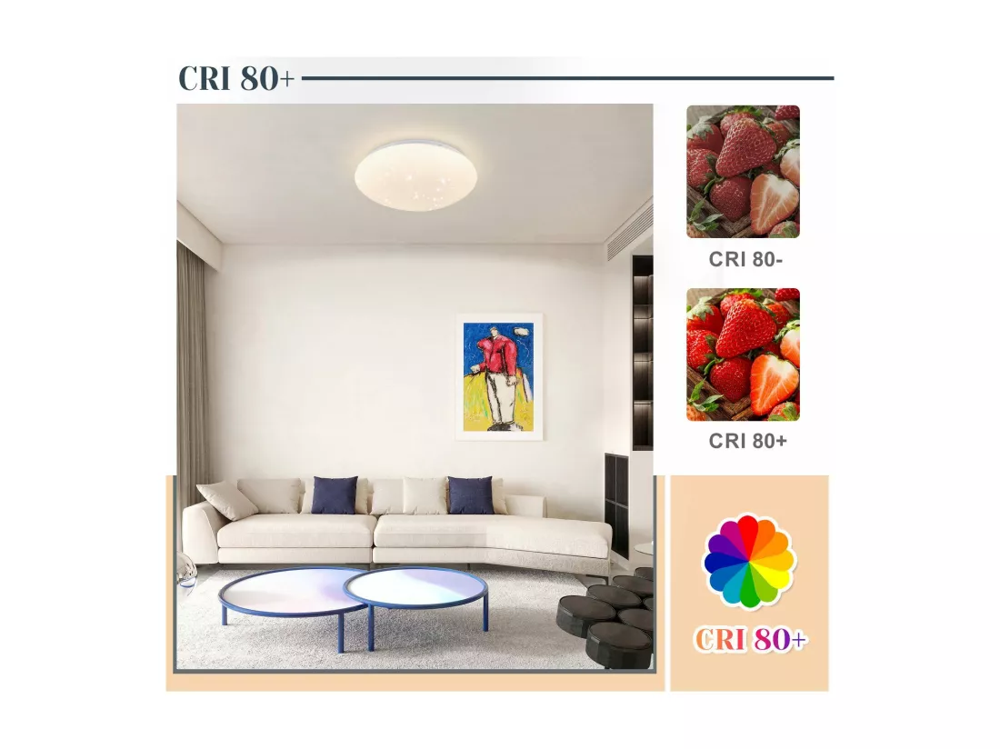 NETTLIFE Plafonnier LED 25 cm rond 12 W 4000 K cuisine chambre couloir ciel étoilé blanc neutre pour enfant escalier