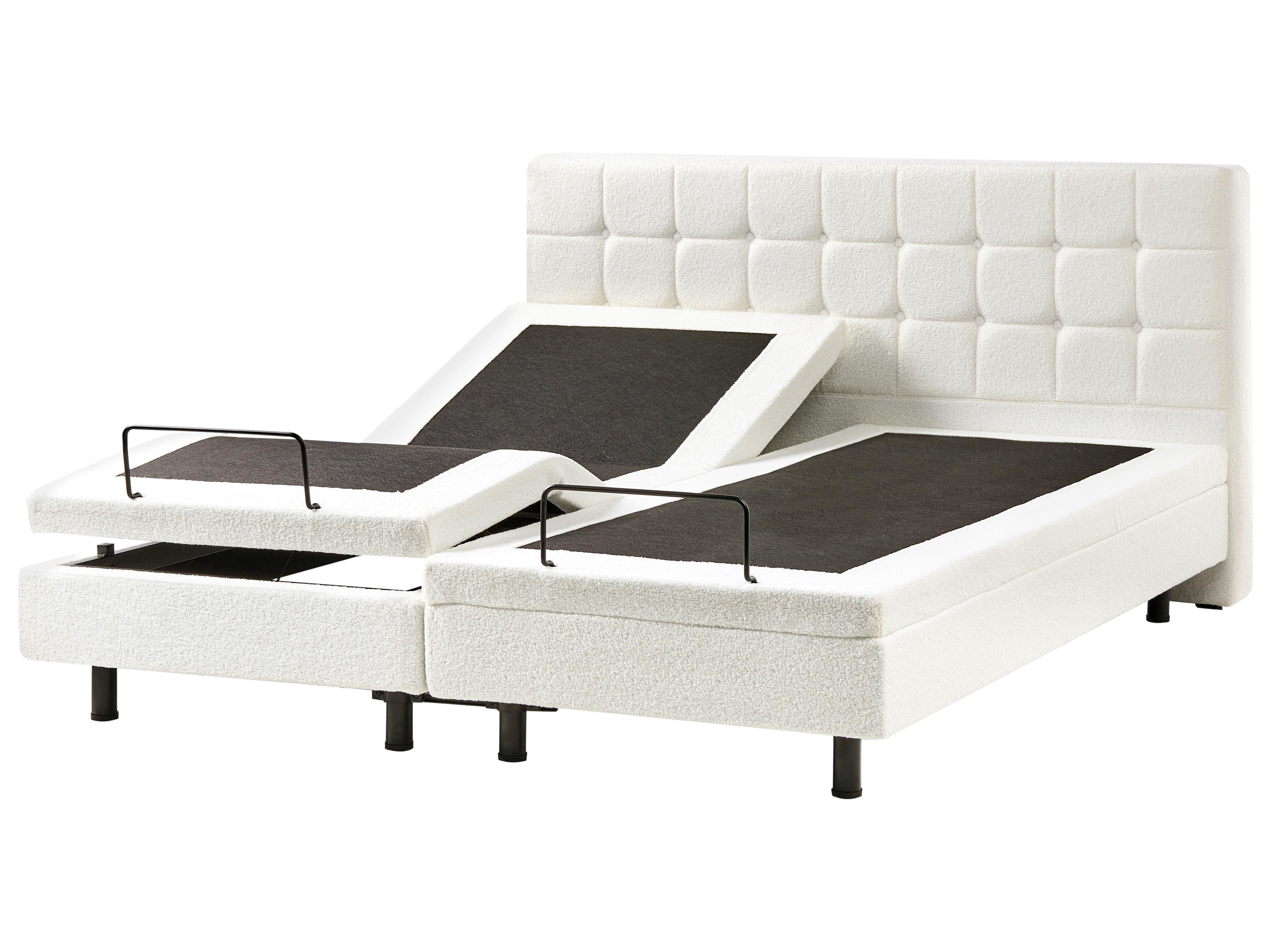 Verstelbaar bed Bouclé DUKE 180 x 200 cm Gebroken wit