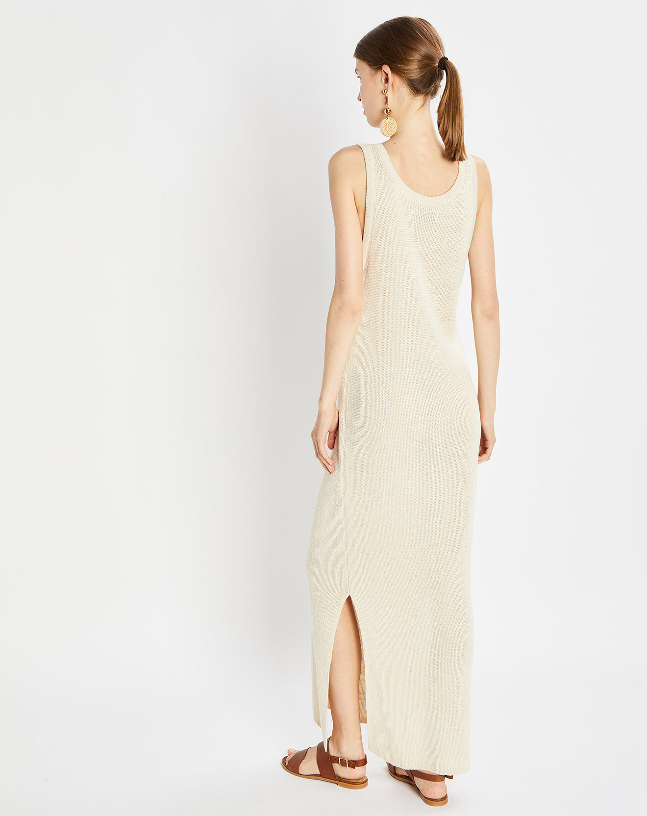 Marc O'Polo Robe en Maille 100% Lin Longue beige