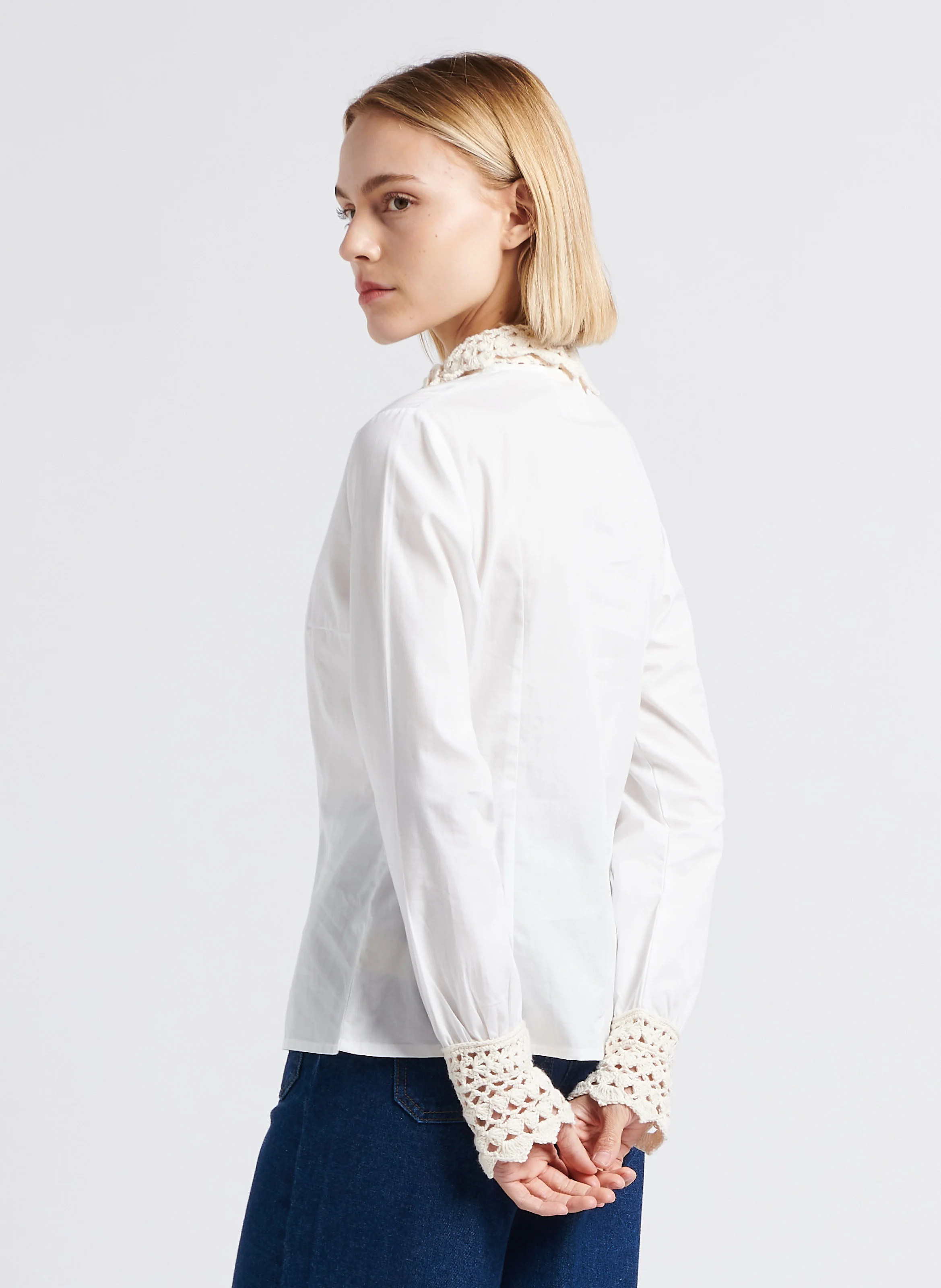 MONIQUE - Chemise col classique en coton bio| Blanc