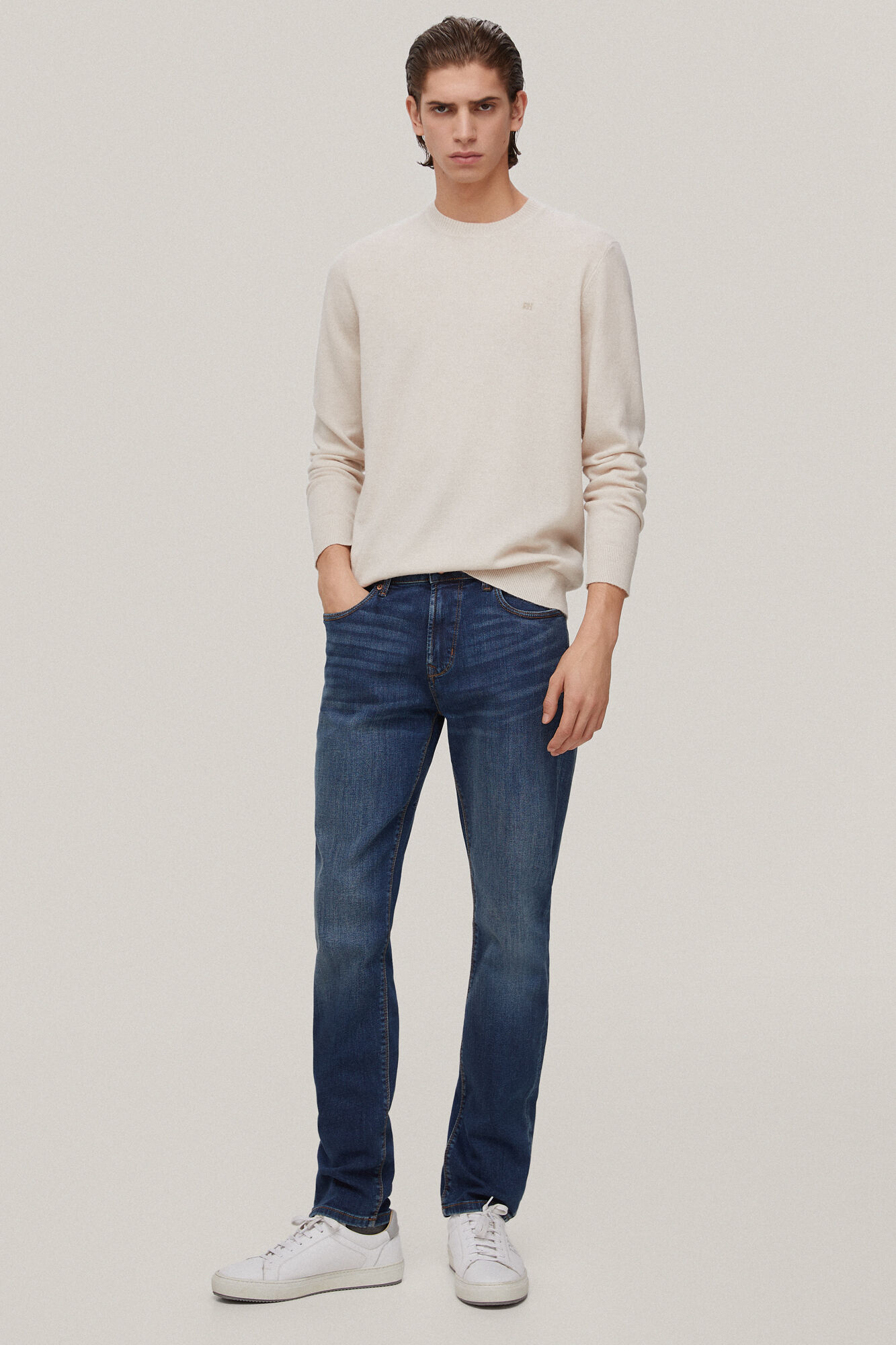 Calça jeans de corte regular - Azul