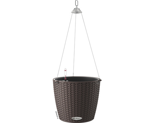 Lechuza Nido Cottage hangpot, kunststof, Ø 27 cm, H 23 cm, mokka, inclusief zelfbewateringssysteem en waterniveau-indicator