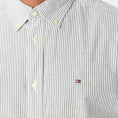 Chemise Manches Longues 1985 Flex Oxford Stripe 0935 Blanc Vert Kaki