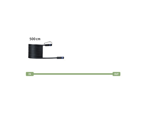 Paulmann Plug & Shine aansluitkabel IP68 zwart 1in-1uit 5,0 m 24V