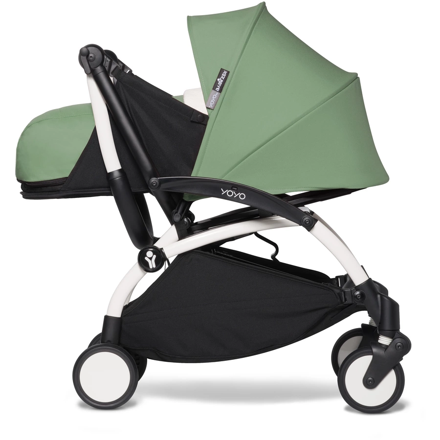 BABYZEN Kinderwagen YOYO2 0+ White mit Neugeborenenaufsatz Peppermint