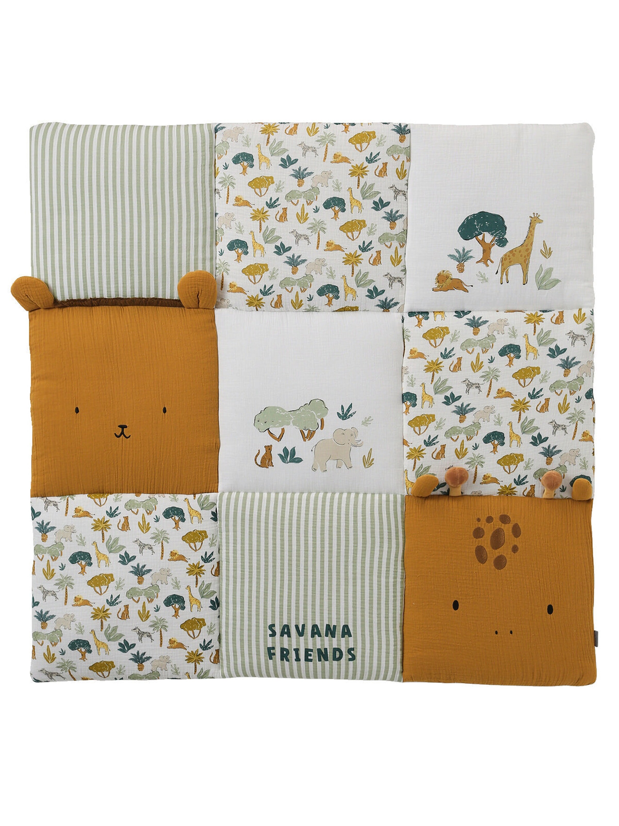 Vertbaudet Baby Patchwork-Spieldecke/Laufstalleinlage SAVANNE mehrfarbig