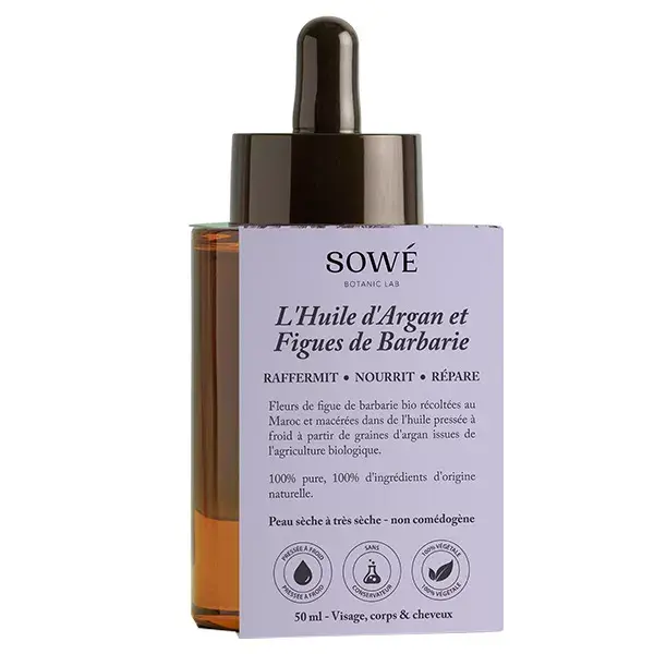 Óleo de figo da Índia e argan orgânico Sowé 50ml