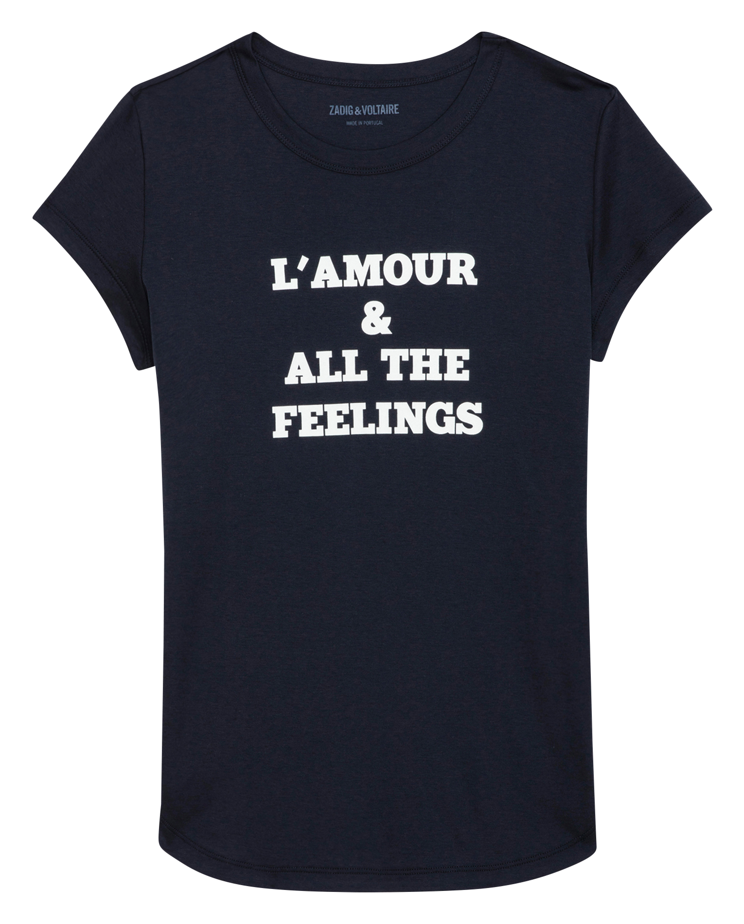 WOOP - Tee-shirt droit col rond en coton bio sérigraphié | Bleu