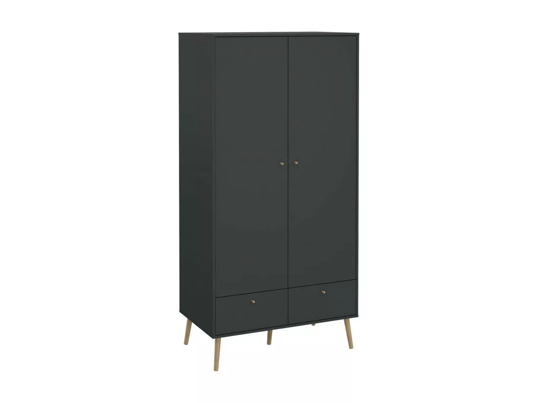 Garde-robe 2 portes Dscarp, Meubles de chambre, Penderie de plain-pied, Placard à vêtements, 99x58 h200 cm, Gris