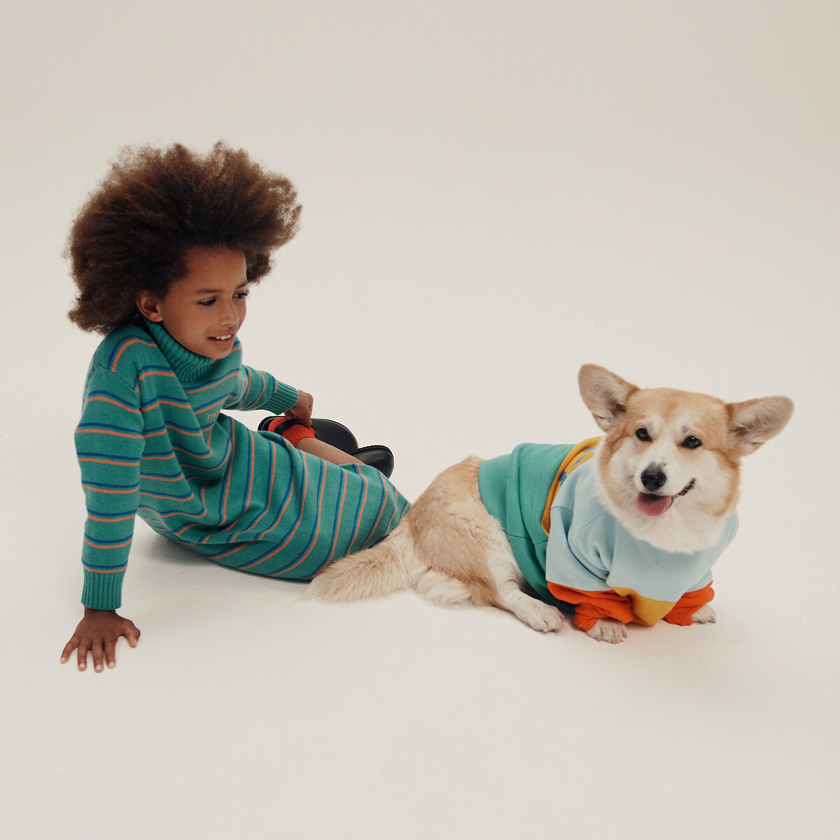 TINY X LA REDOUTE<br>Vestido longo e reto, listrado, com mangas compridas