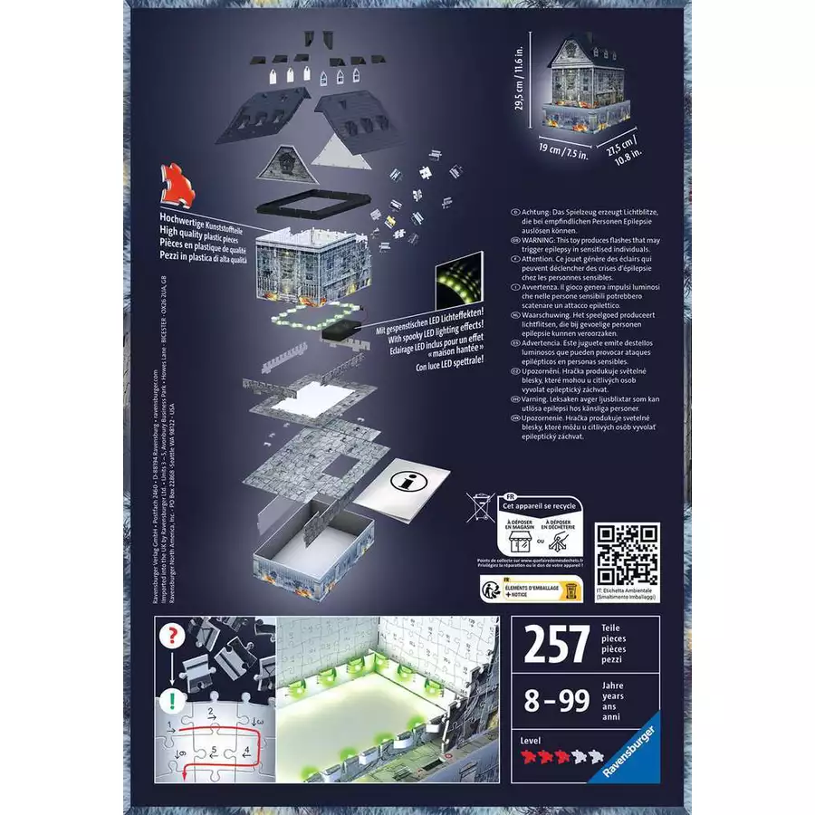 Ravensburger Gruselhaus bei Nacht bunt