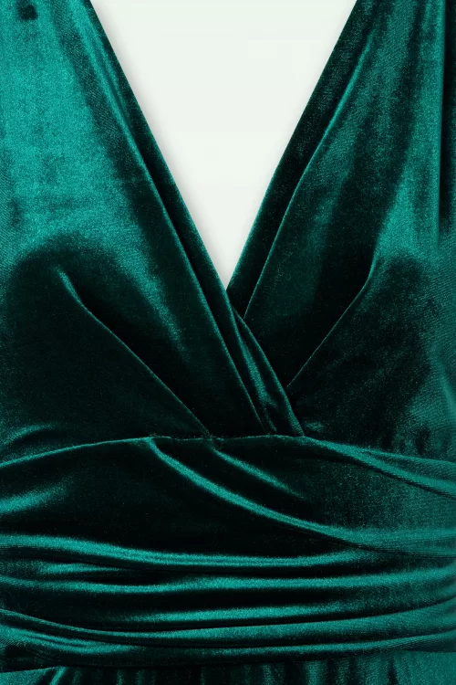 Vintage Chic for Topvintage Olivia maxi fluwelen jurk in groen