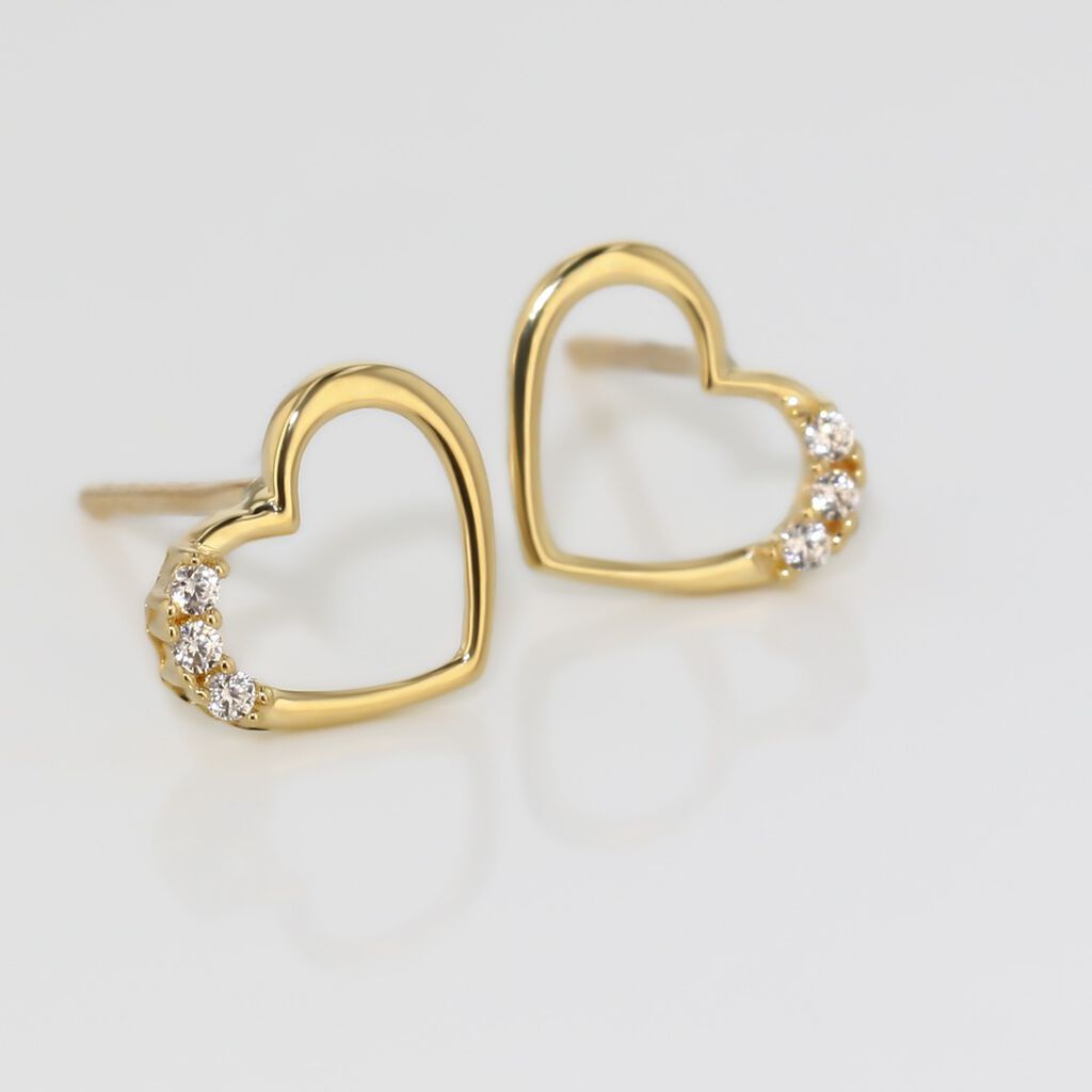 Boucles D'oreilles Puces Camomille Or Jaune Oxyde De Zirconium