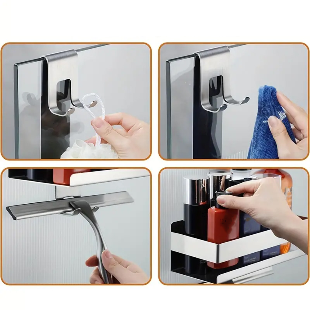 (42x23cm) Edelstahl Hänge Duschregal Badezimmer Dusch Ablage Halterung zum Einhängen - Silber