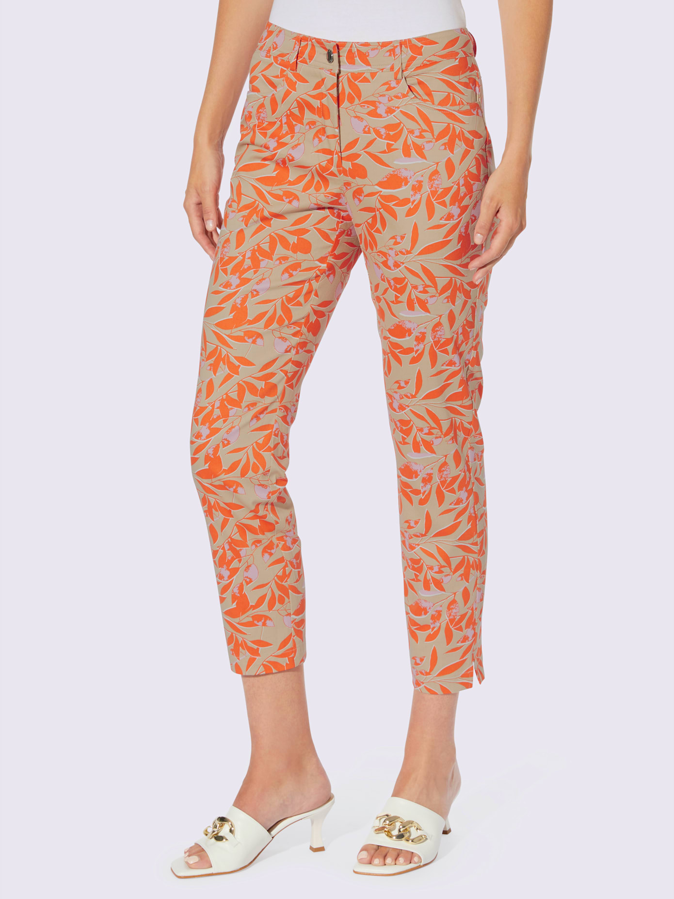 Pantalon imprimé fentes latérales à l'ourlet