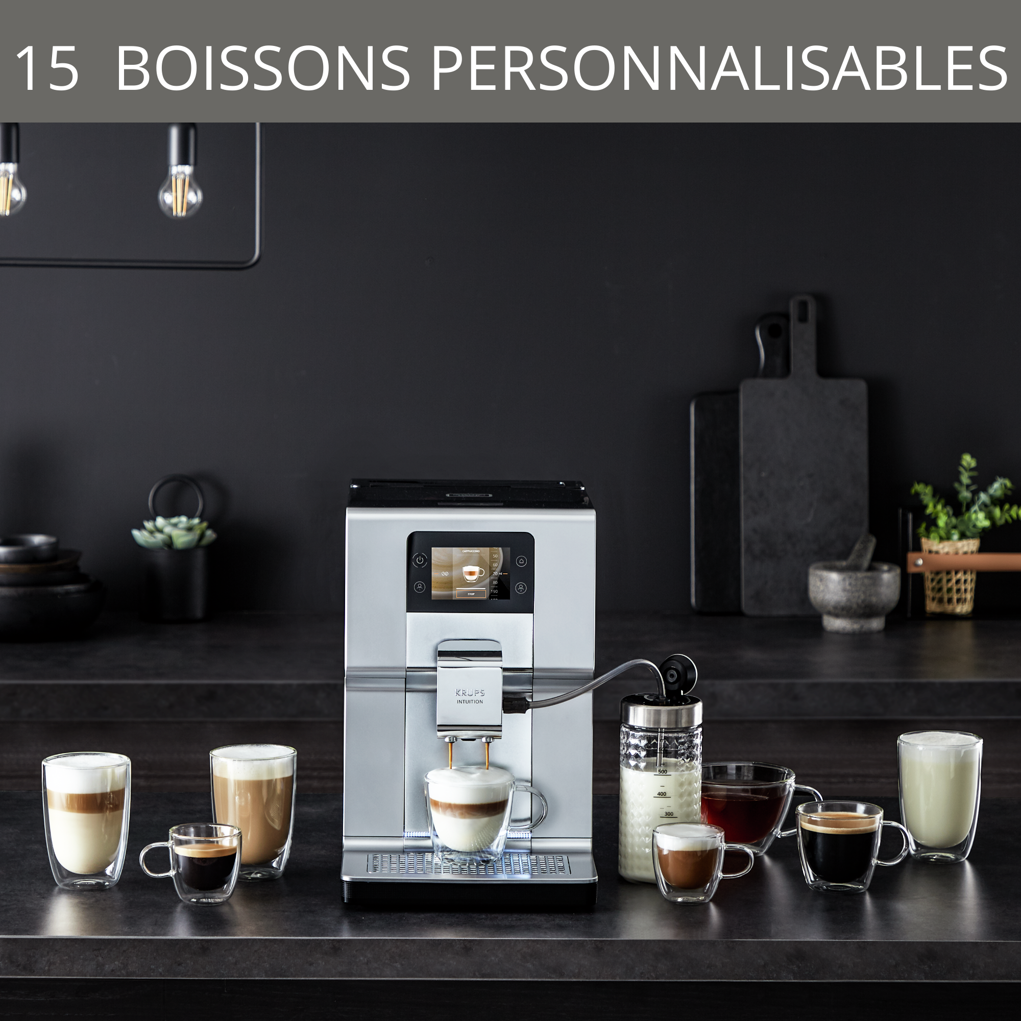 Intuition Préférence+, Machine à café à grain, 15 boissons, Ecran tactile couleur