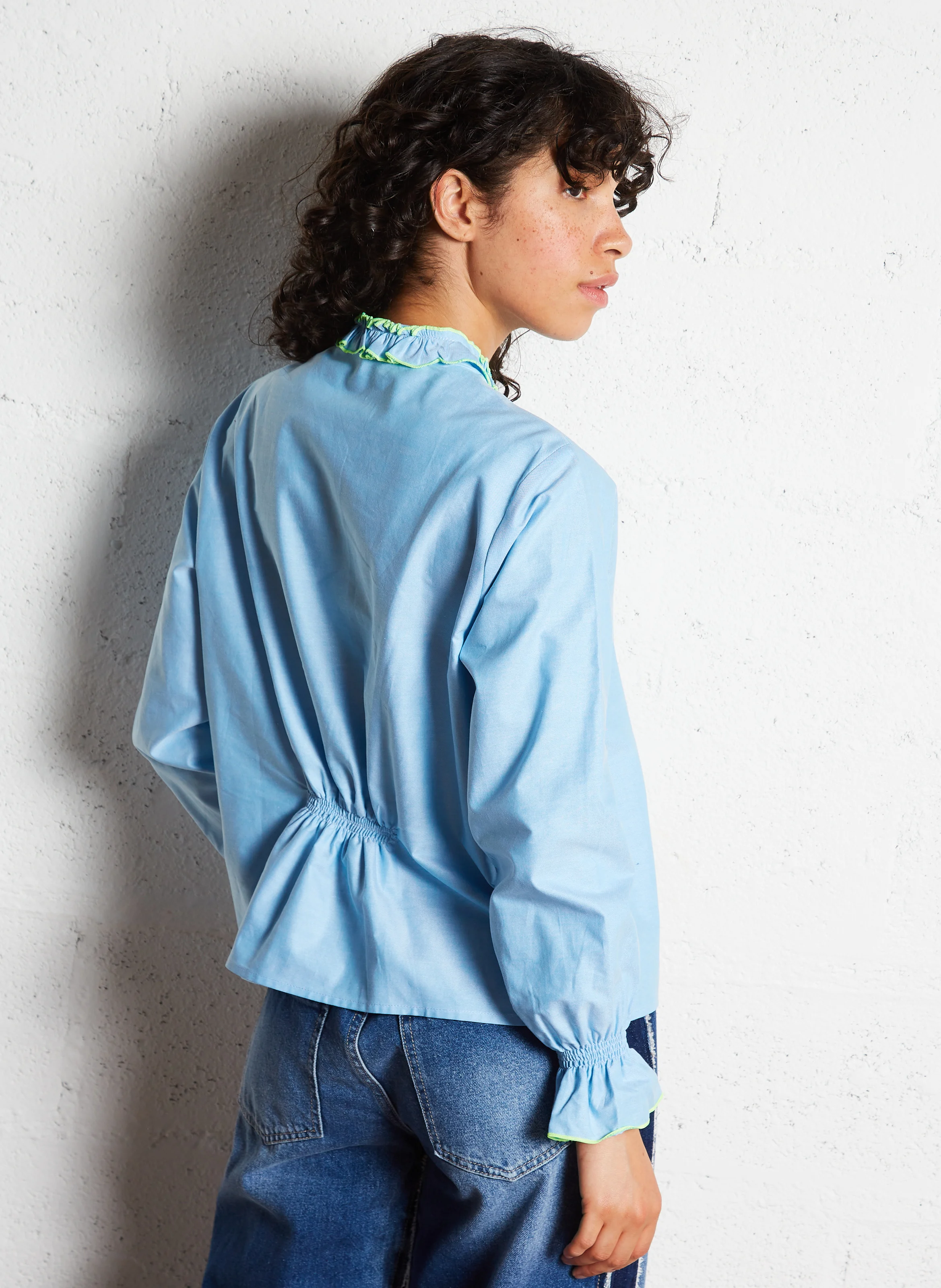 SONIC - Chemise col rond droit en coton | Multicolore