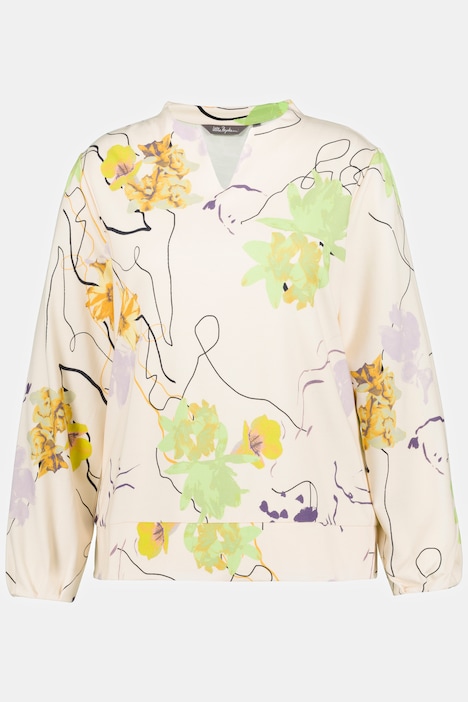 Sweatshirt, Blüten, Stehkragen, Langarm
