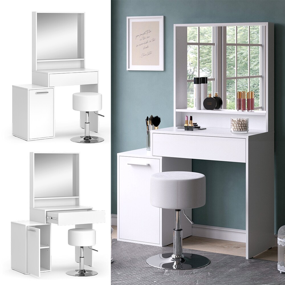 Vicco Schminktisch Altea 95 x 145 cm Weiß Frisiertisch Spiegel Hocker modern