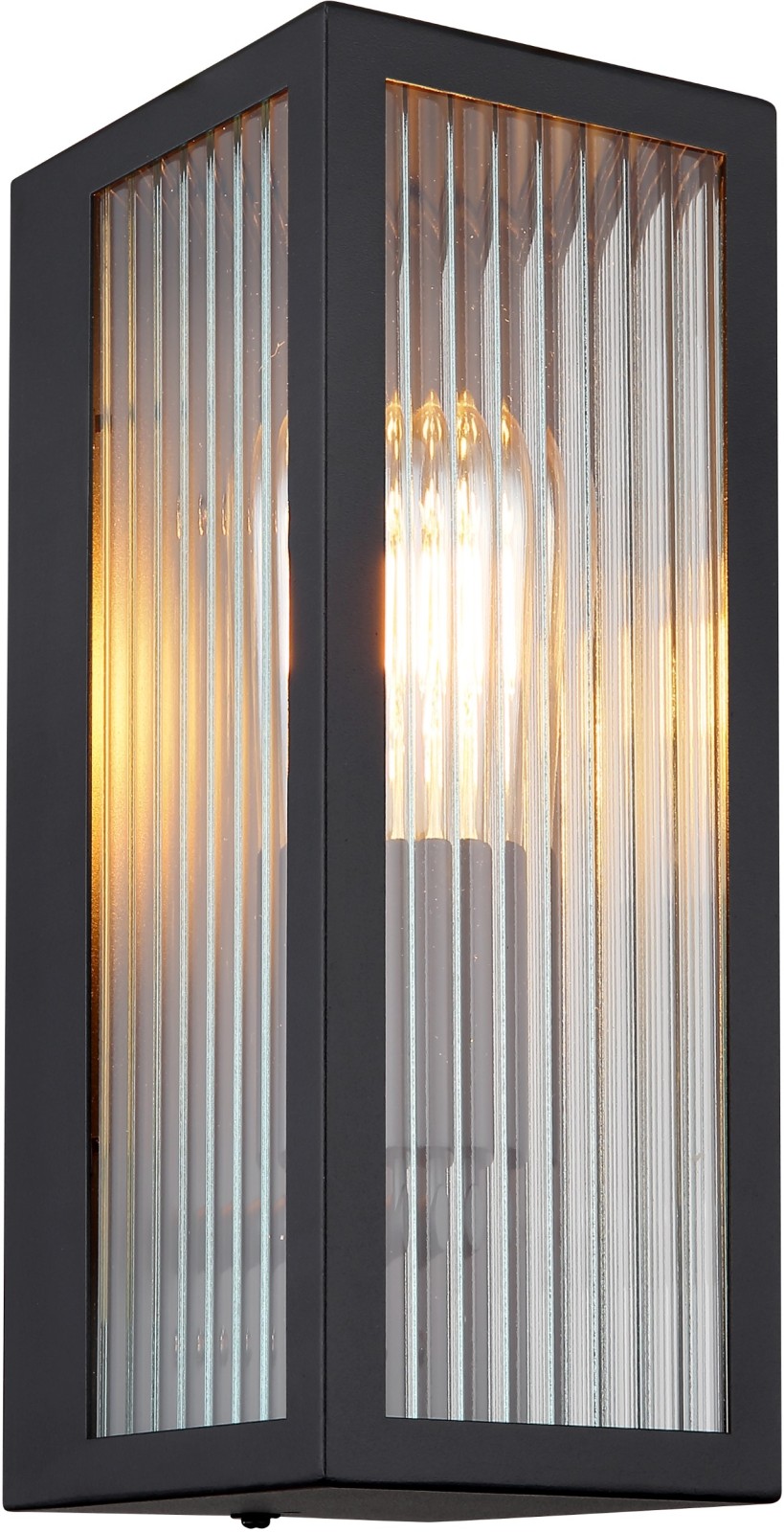 Außenleuchte - schwarz matt - Glas satiniert - 12 cm
