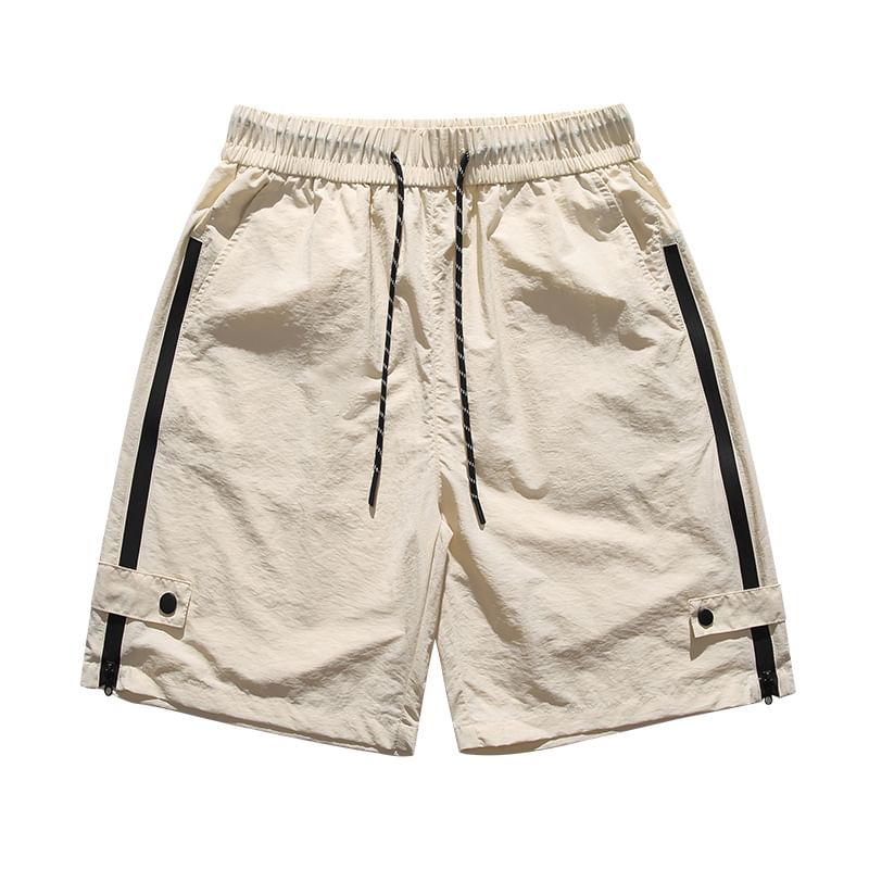 Soulcity - Mid Rise Plain Shorts met ritsdetail