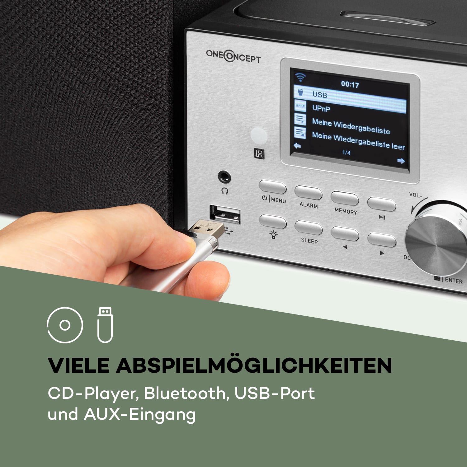 Streamo Stereoanlage mit Internetradio WLAN DAB+ UKW CD-Player BT silber Silber