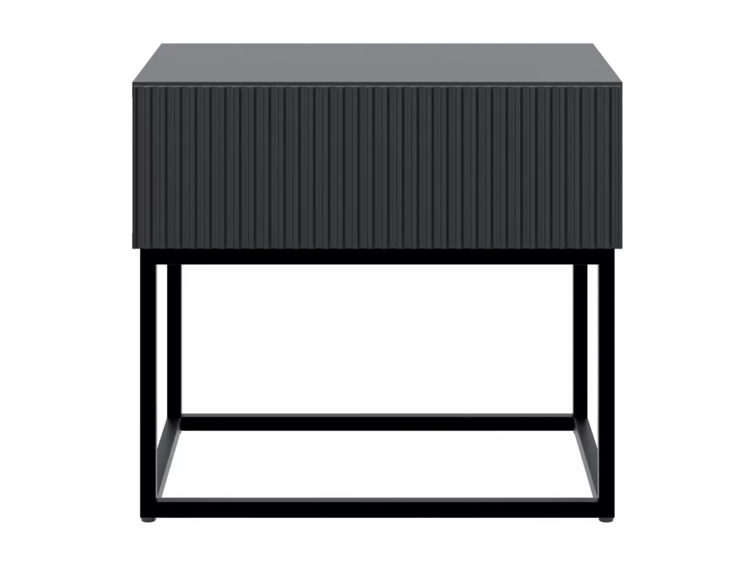 Table de chevet - 50 cm - noir avec pieds noirs - VELDIO