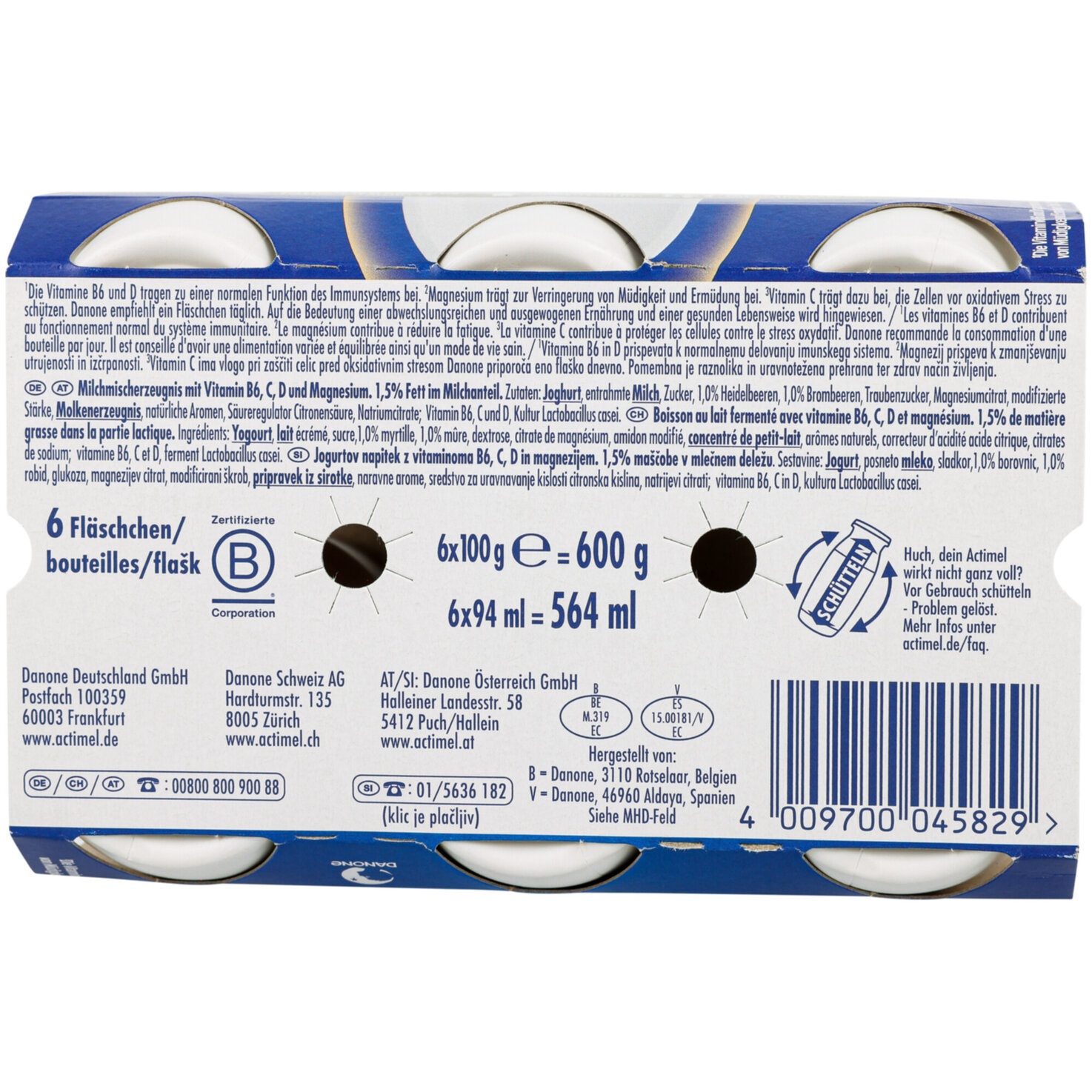 Danone Actimel Heidelbeere & Brombeere 6x100g