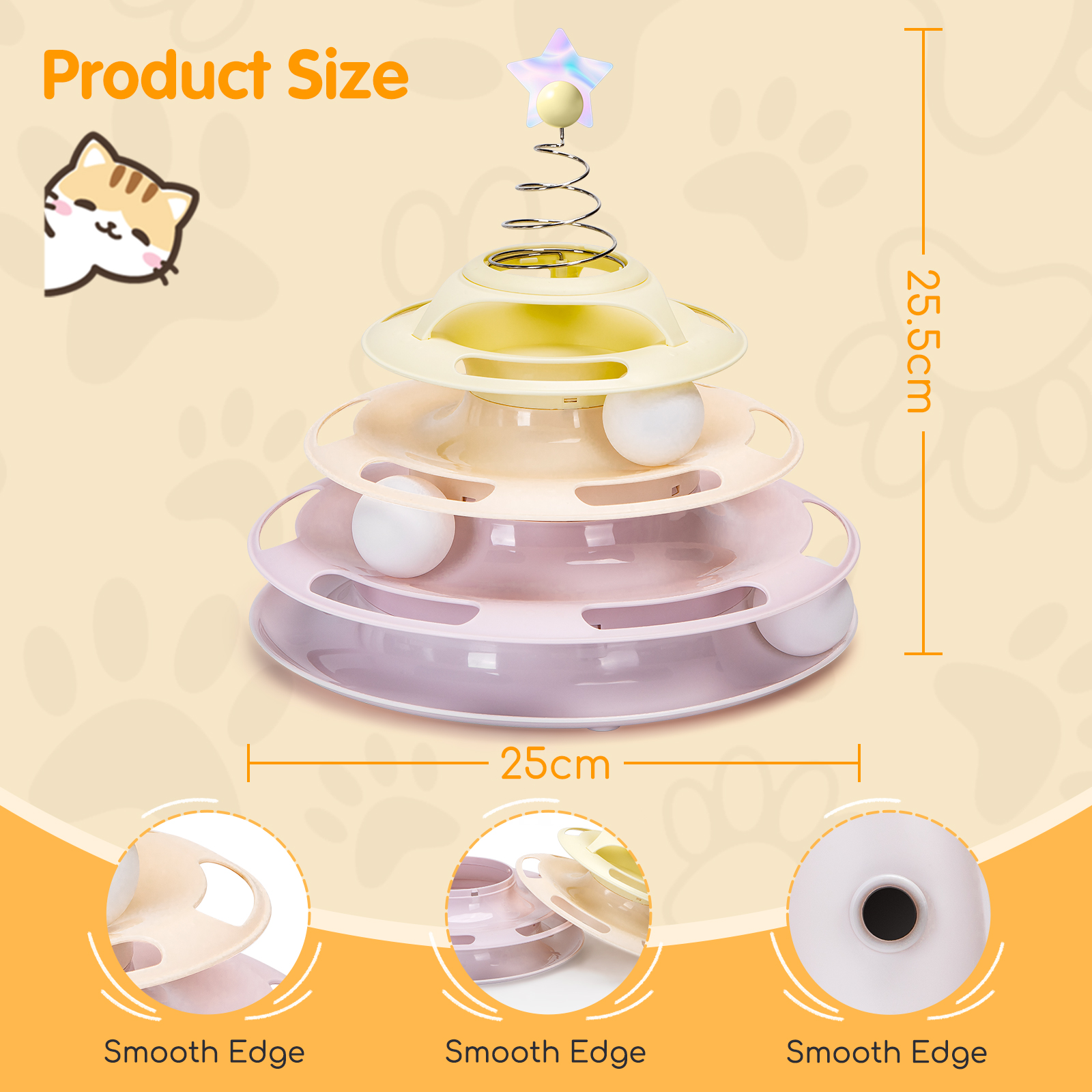 Brinquedo interativo Nobleza para gatos, com design de torre, 3 bolas e 3 níveis.