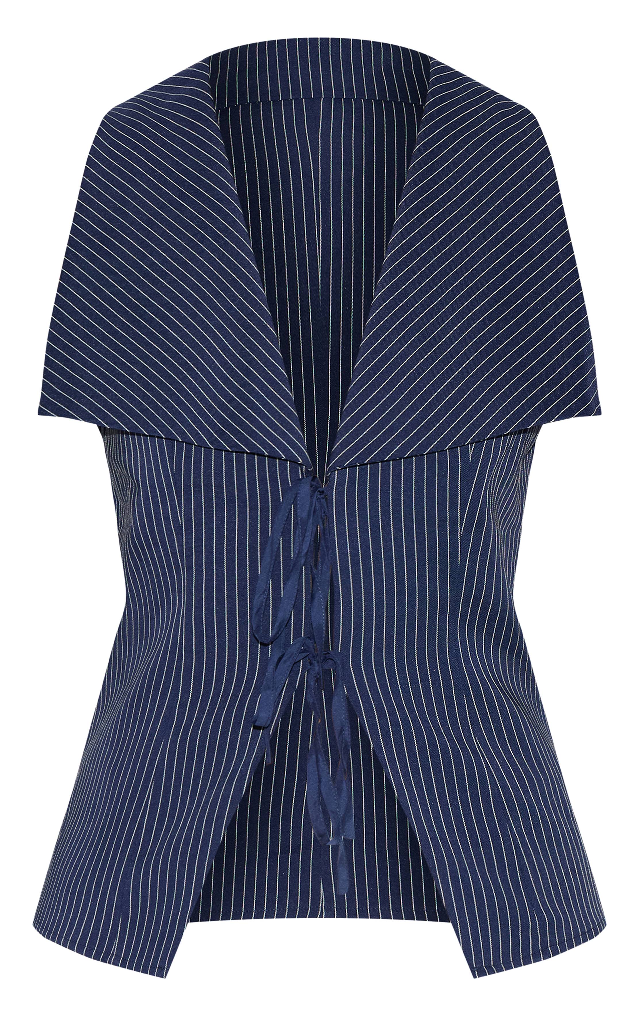Bleu Gilet En Coton À Rayures