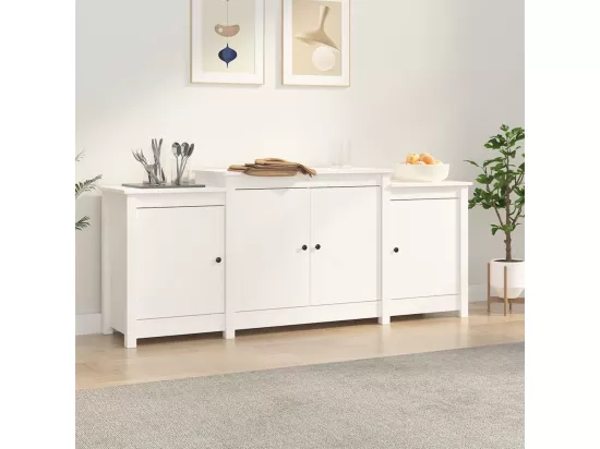 Buffet Blanc 164x37x68 cm Bois massif de pin