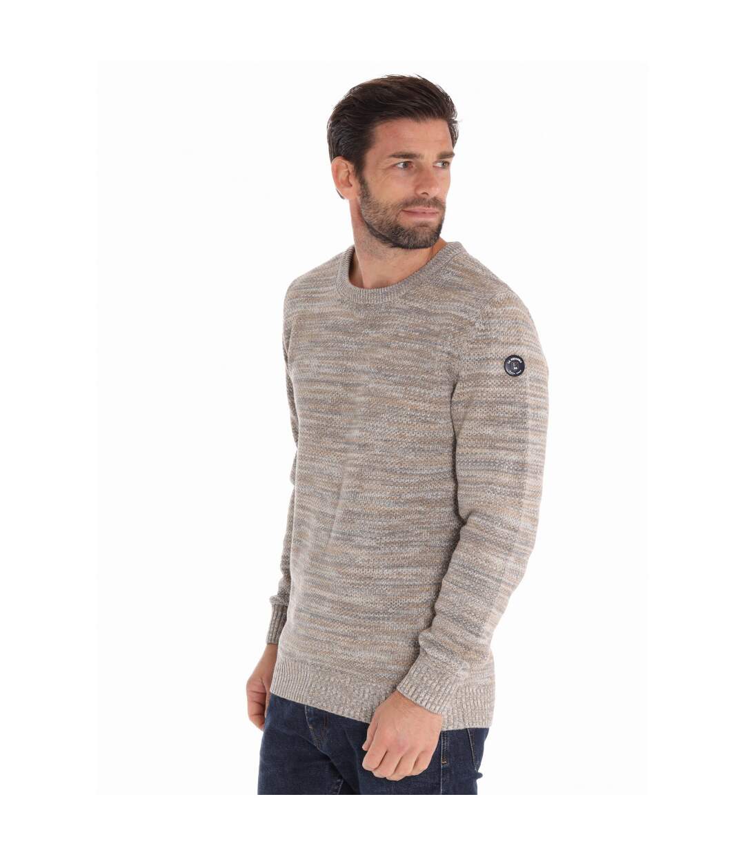 Pull col rond multicolore
