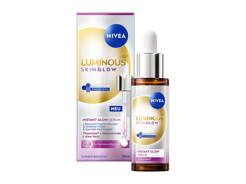NIVEA Gesichtsserum Luminous630 Skin Glow Instant 30 ml Luminous630 Skin Glow Serum für eine sichtbar ebenmässigere Haut