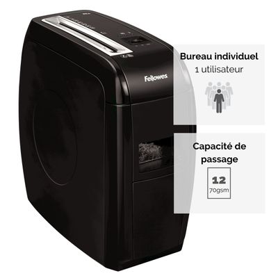 Fellowes Powershred 21Cs - destructeur de documents coupe croisée - 12 feuilles - Corbeille 15 litres - sécurité SafeSense