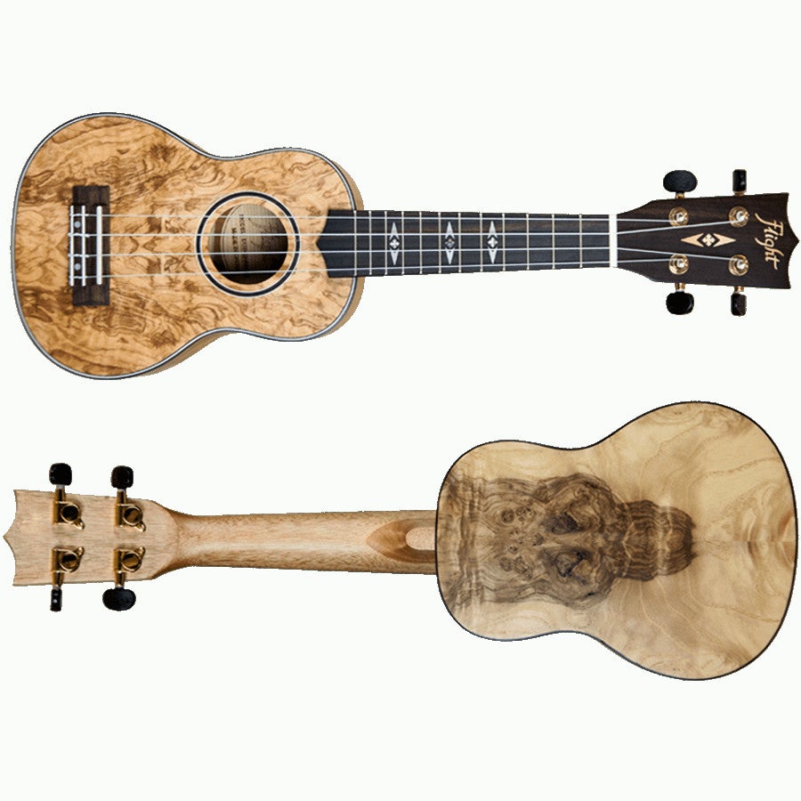 Flight Supernatural Series DUS410 QA Quilted Ash sopraan ukelele met gigbag