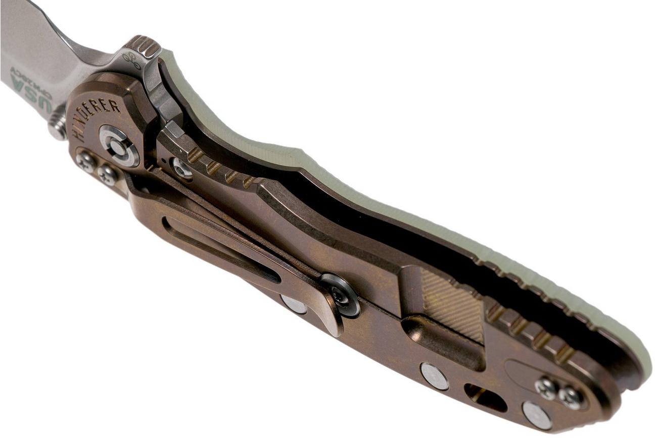 Rick Hinderer XM18 3,5” Spearpoint CPM 20CV Stonewash, Bronze, Translucent G10, zakmes