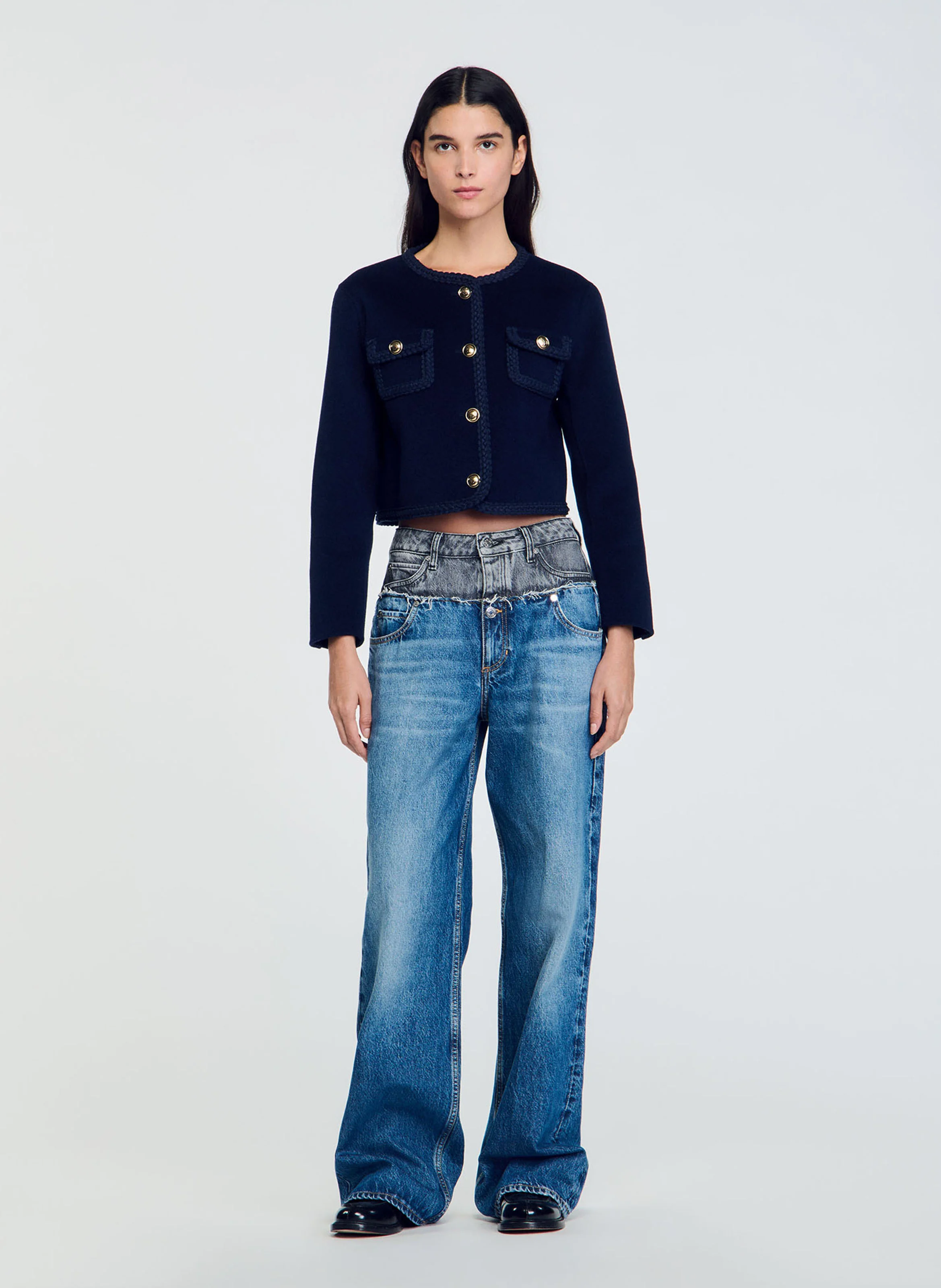Veste courte en laine | Bleu