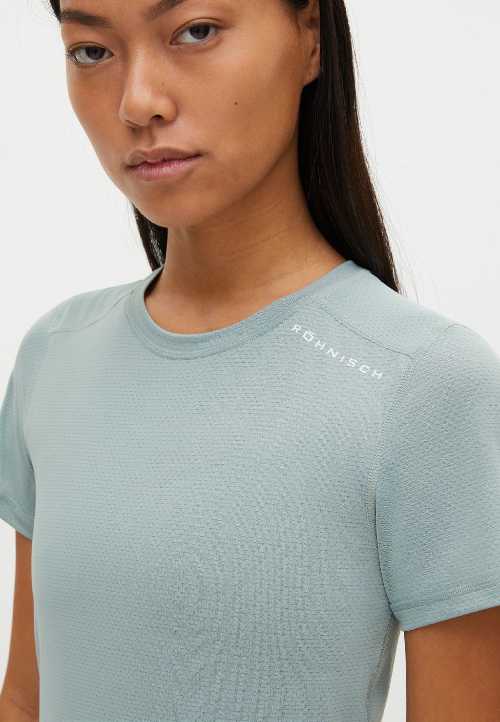 Röhnisch Jacquard Hardloopshirt Korte Mouwen Lichtblauw Dames