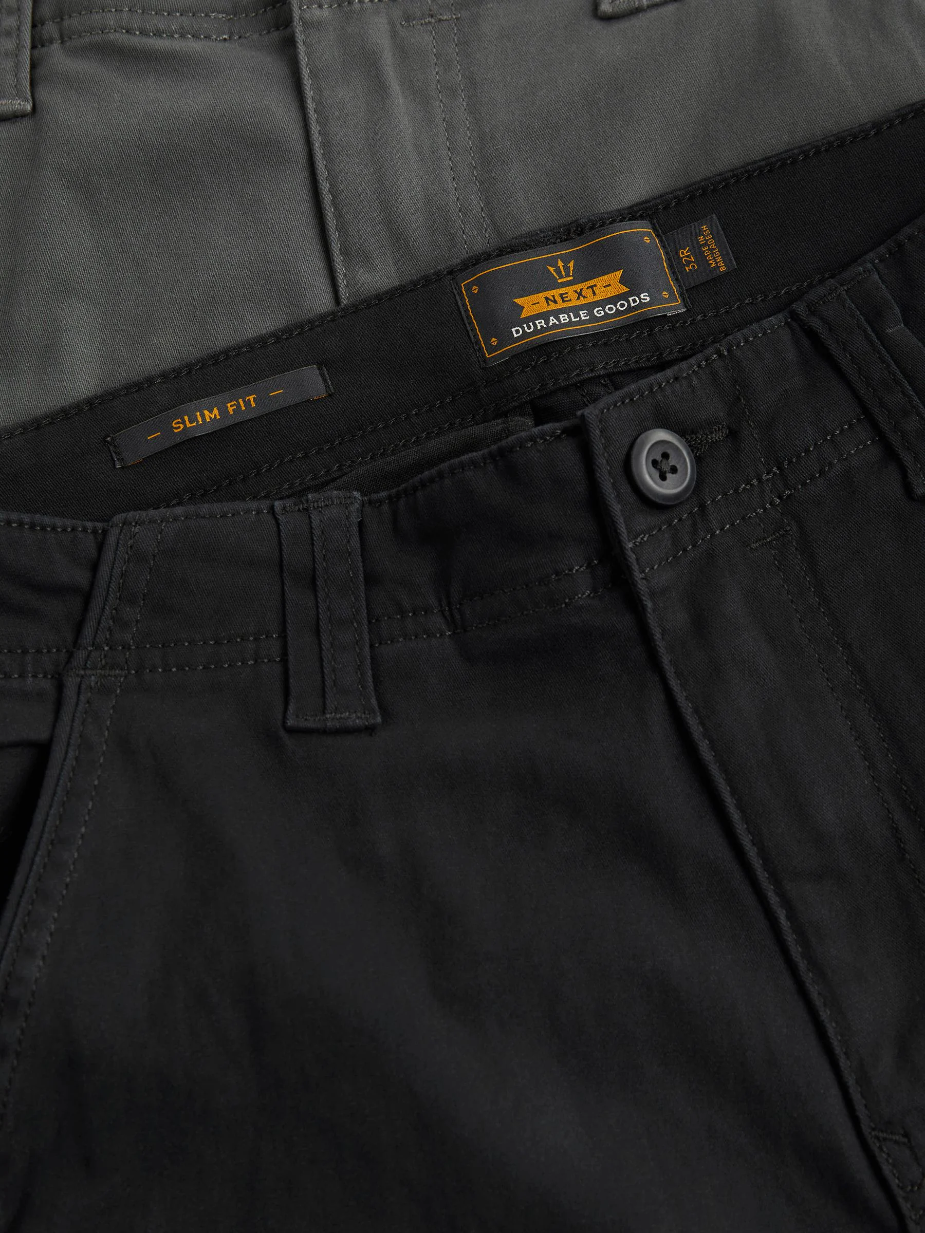 Zwart/antraciet - Slim Fit - Verpakking van 2 stretch-cargobroeken met hoog katoengehalte