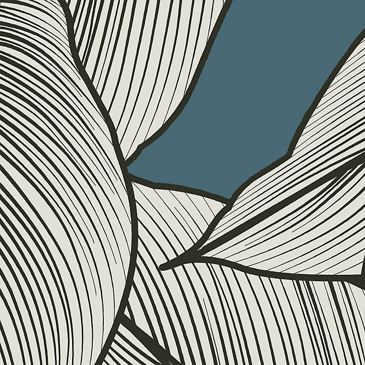 Papier peint vinyle intissé Lutece Les Essentiels fleur au trait bleu mat
