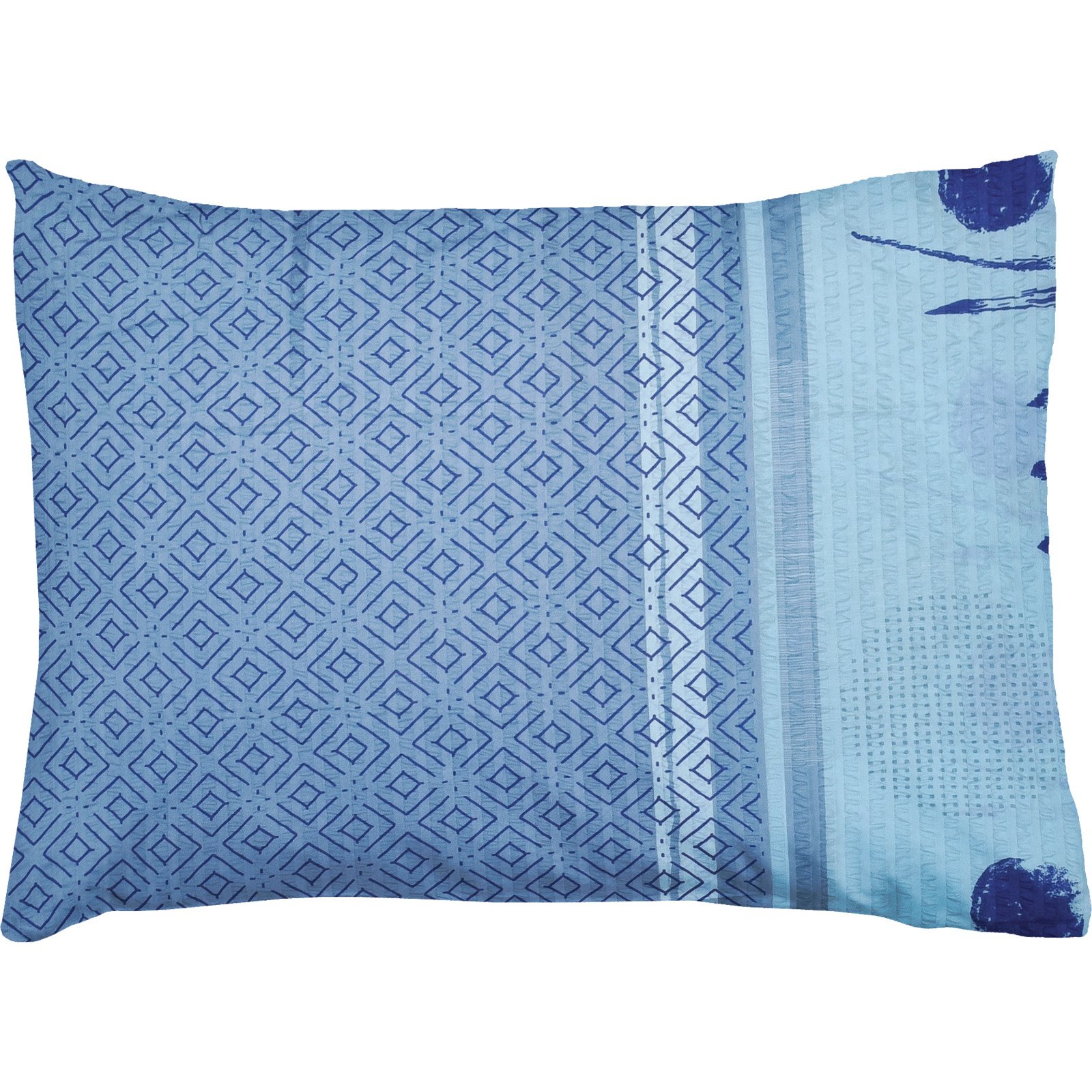 Bettwäsche Micro-Seersucker Muster blau 50x70 Kissenbezug