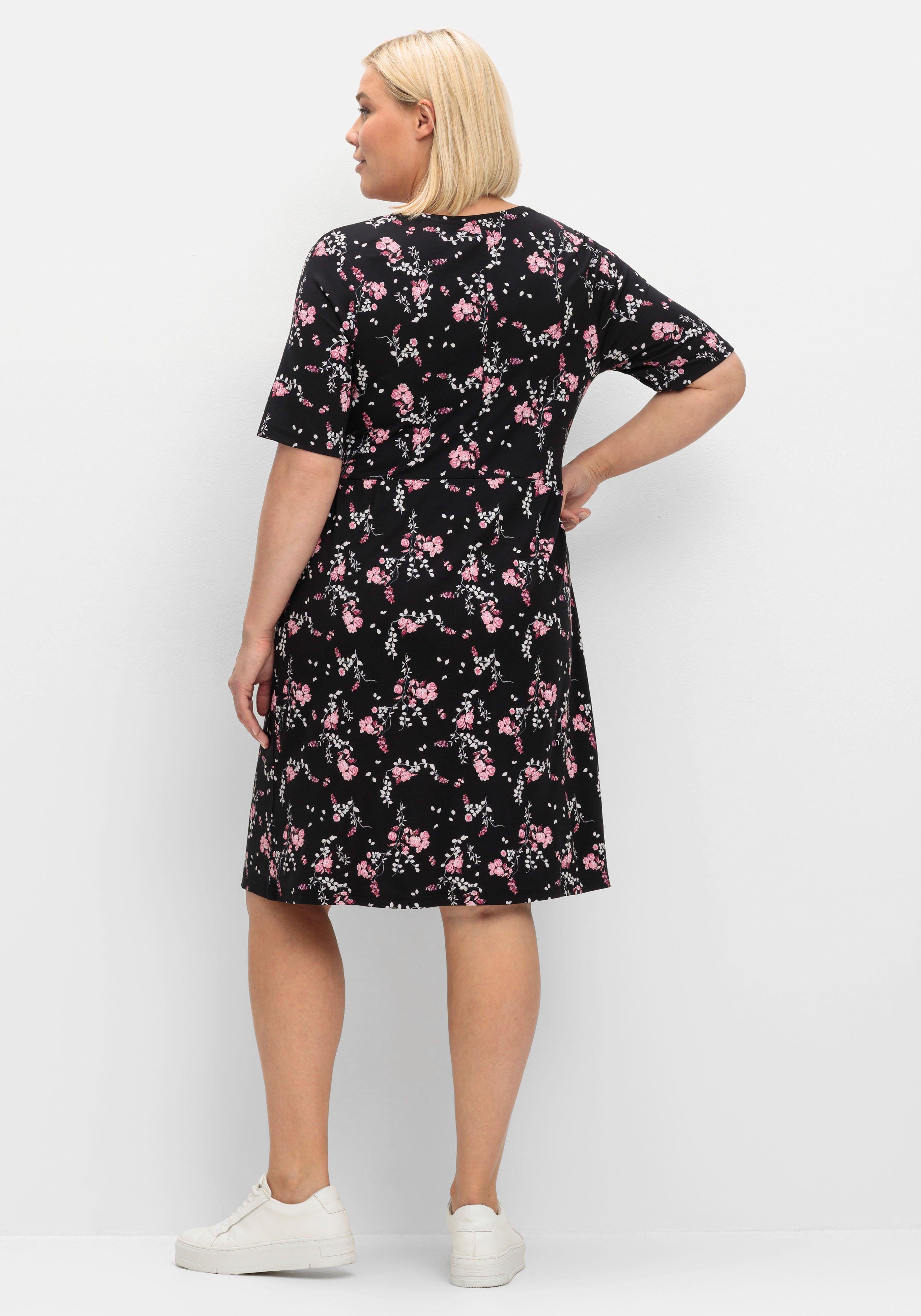 Kurzes Shirtkleid mit Allover-Blumendruck