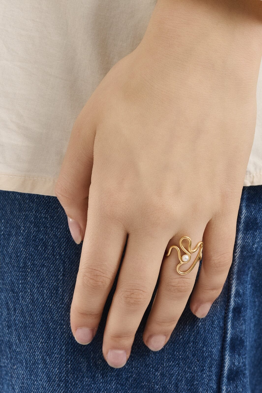 Pernille Corydon Jewellery Bay Pearl Ring gold plated