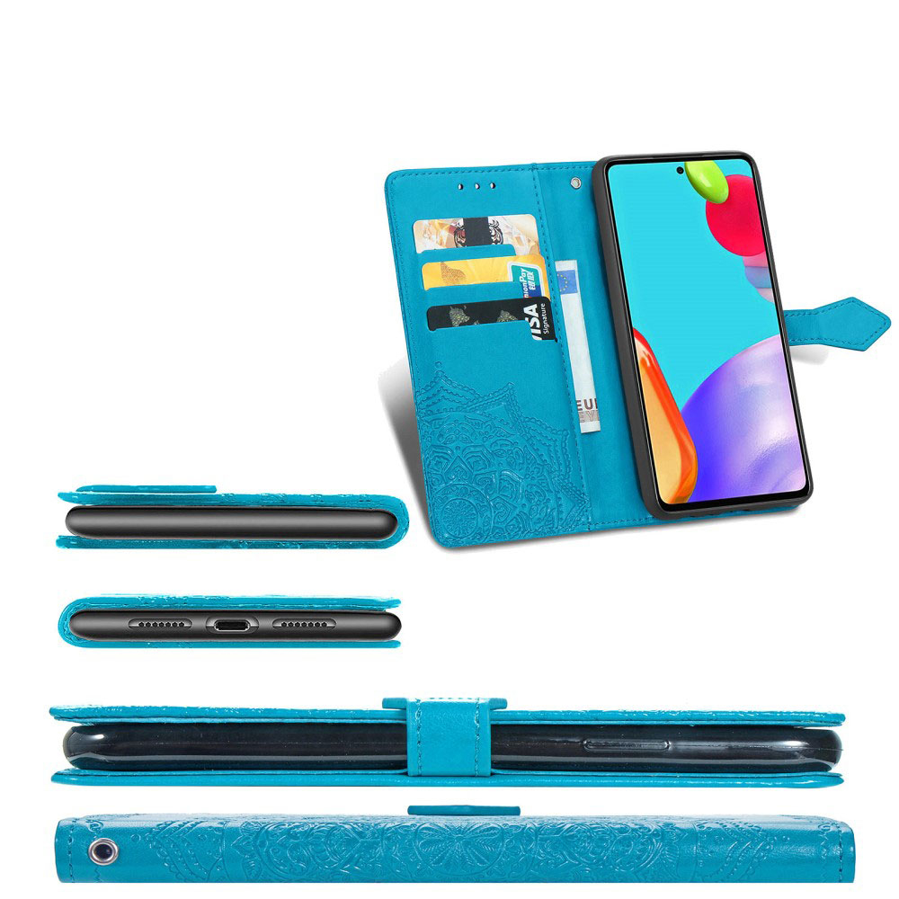 Samsung Galaxy A52s 5G / A52 (5G) Leder Tasche Flip Cover Mandala - Blau