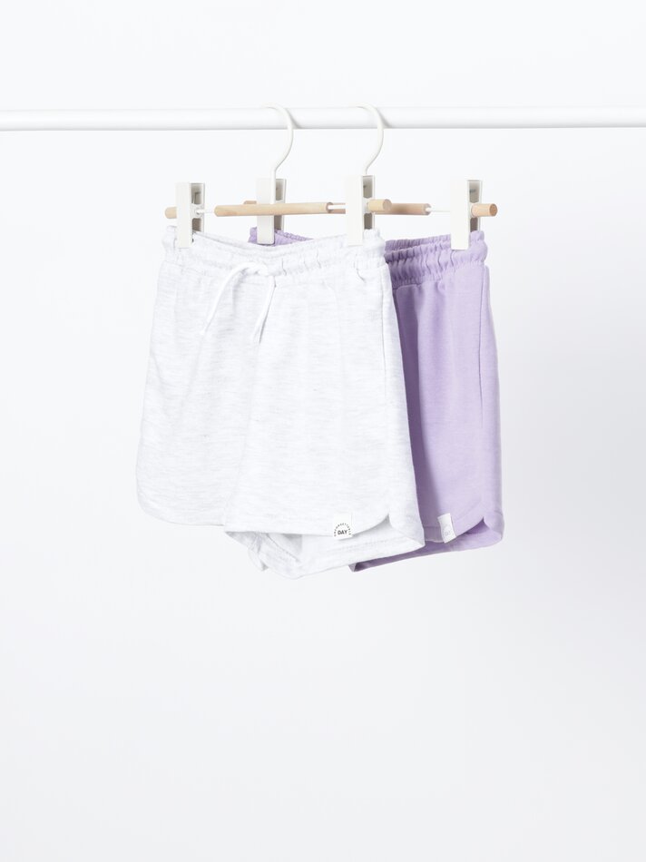 Conjunto de 2 shorts de pelúcia lisos e básicos - Lilás