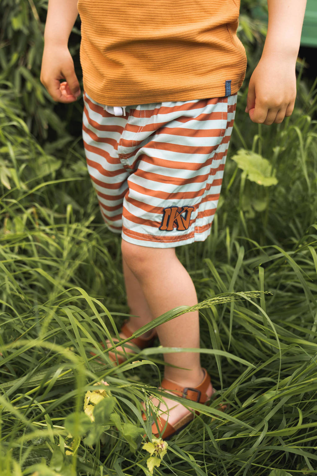 zwemshort mintgroen/roestbruin