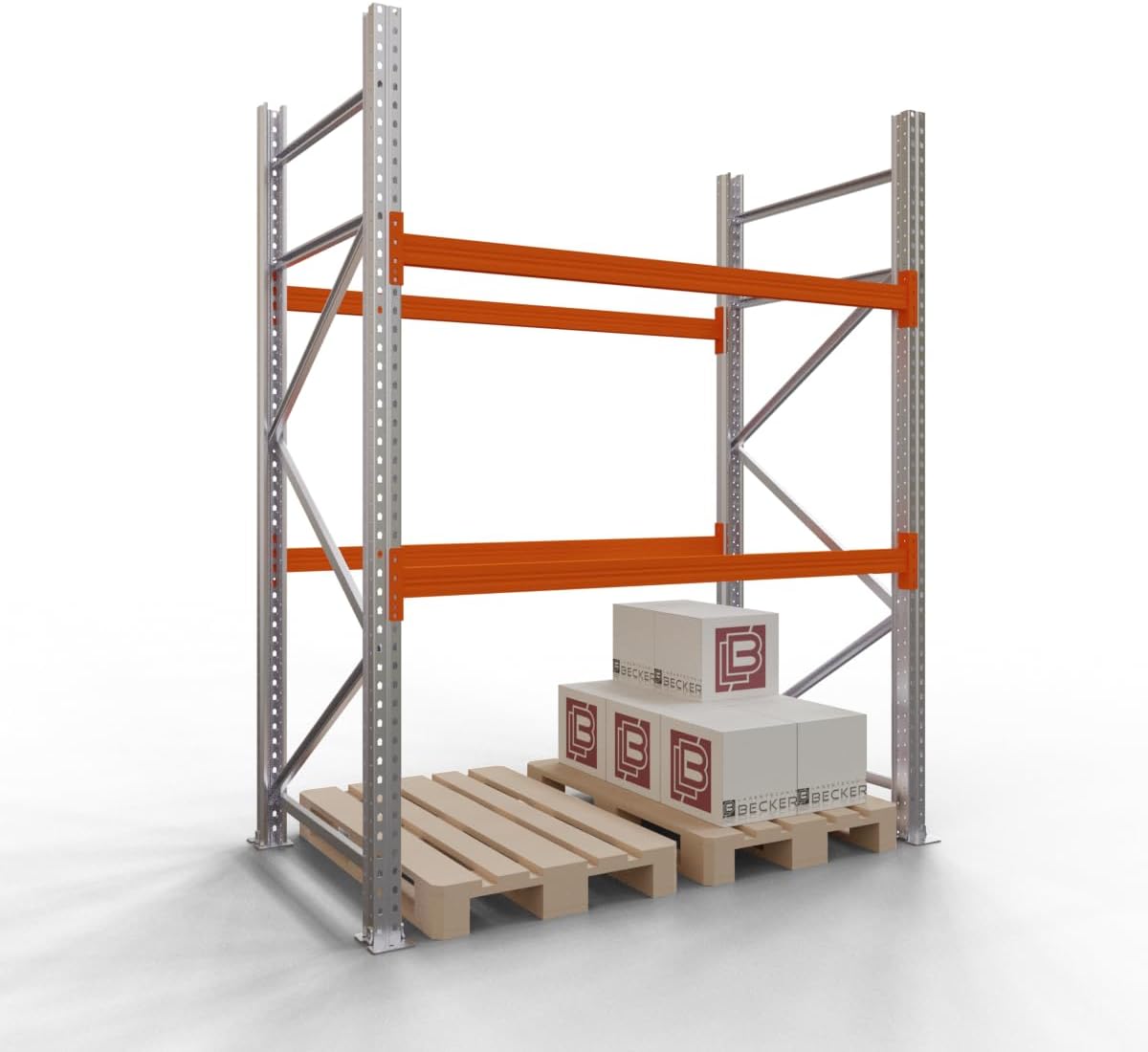 ARPA Palettenregal - 2,5 x 2,0 x 1,1 (HxBxT) - Grundregal mit 3 Ebenen - 1 Feld - Fachlast 2000kg - Schwerlastregal mit 6 Palettenplätzen