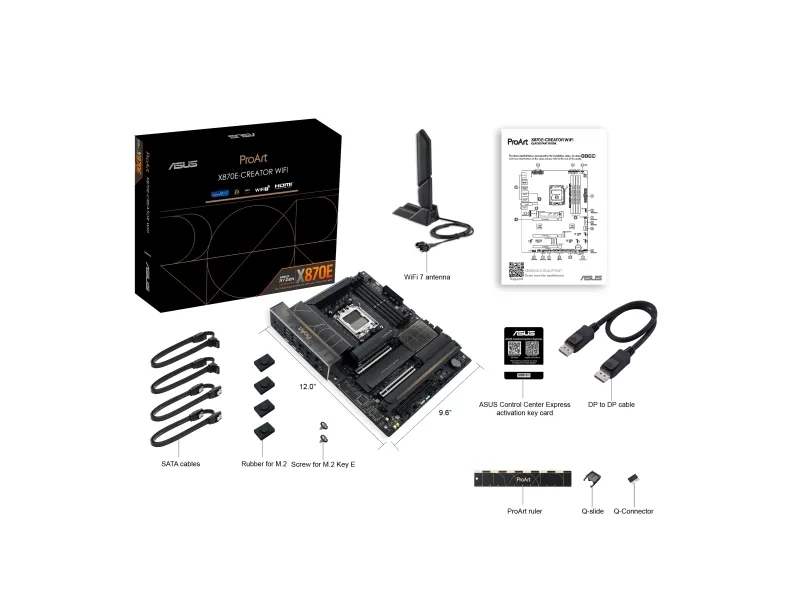 ASUS ProArt X870E-CREATOR WIFI - Bundkort - ATX - Socket AM5 - AMD X870E Chipset - USB4, USB-C 3.2 Gen 2x2, USB 3.2 Gen 2, USB 3.2 Gen 1 - Wi-Fi 7, 2.5 Gigabit LAN, 10 Gigabit LAN, Bluetooth - onboard grafik (CPU påkrævet) - HD Audio (8-kanaler)