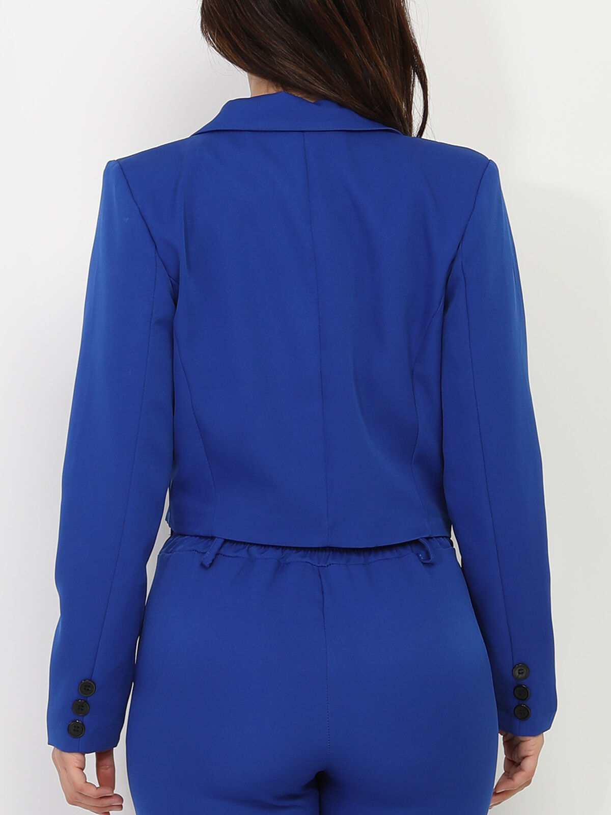 Blazer court à boutons- Bleu